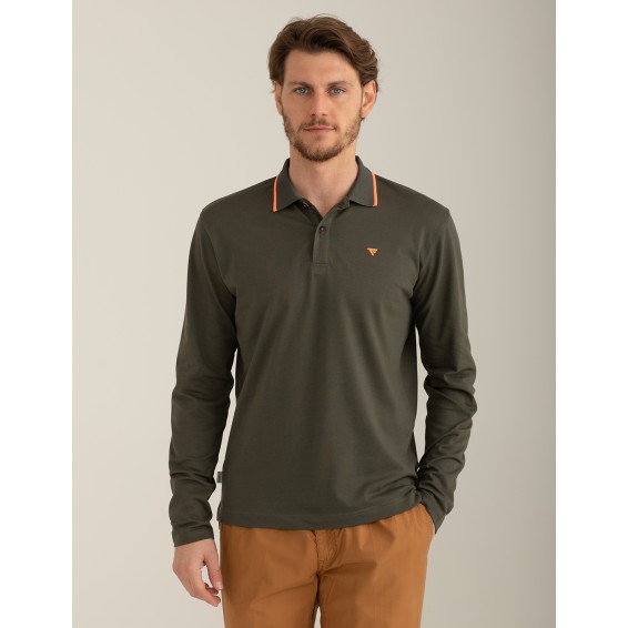 Polo Uomo Manica Lunga Fredmello Verde Militare