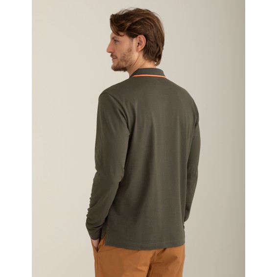 Polo Uomo Manica Lunga Fredmello Verde Militare